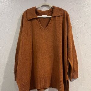 Ava & Viv Women's V-Neck Brown Sweater